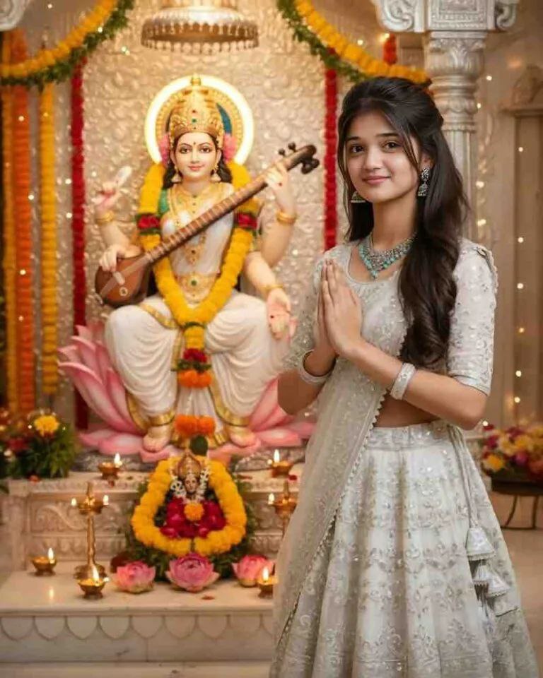 Saraswati Puja ai prompt for girl